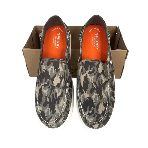 Sperry Top Siders Salty Washable Shoes Camo Green Tan Size 7 - Picture 7 of 7